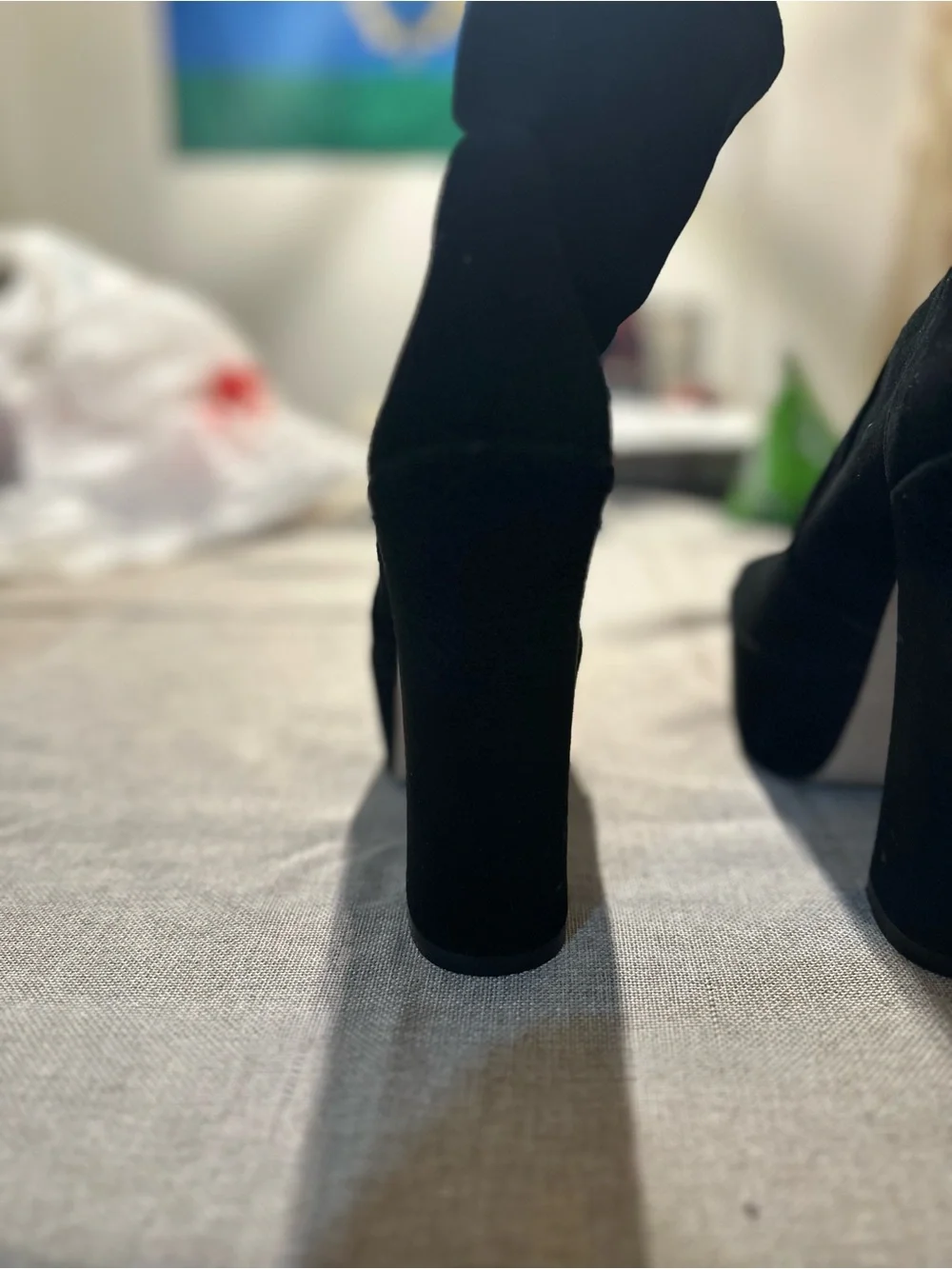 Stuart Weitzman Black Suede Platform Ankle Boots
